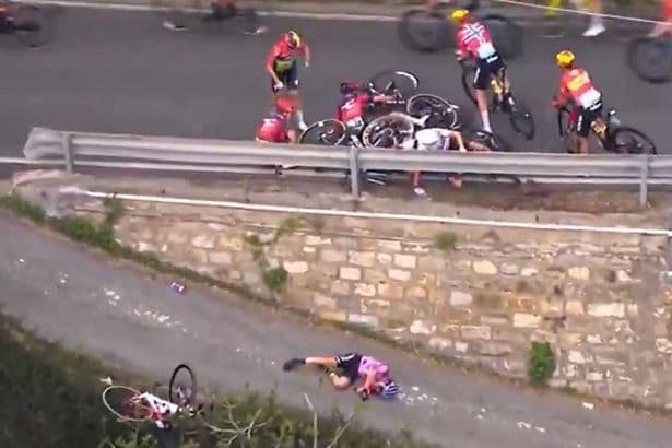 Cyclist left 'motionless' and rushed to hospital after horror nine-bike pile-up