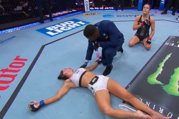 Medics rush to save UFC star after brutal KO and choke leaves her motionless