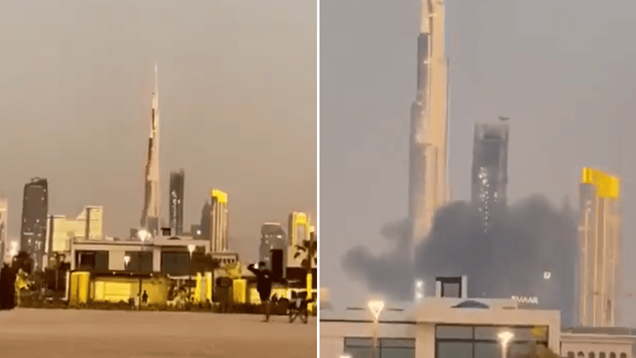 Watch: Plume of smoke rises near Burj Khalifa as Iranian missile hits Dubai; video captures chaos