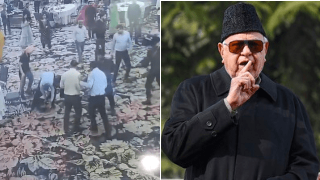 Close shave for Farooq Abdullah: Man aims gun at ex-J&amp;K CM, pinned down in time - CCTV footage