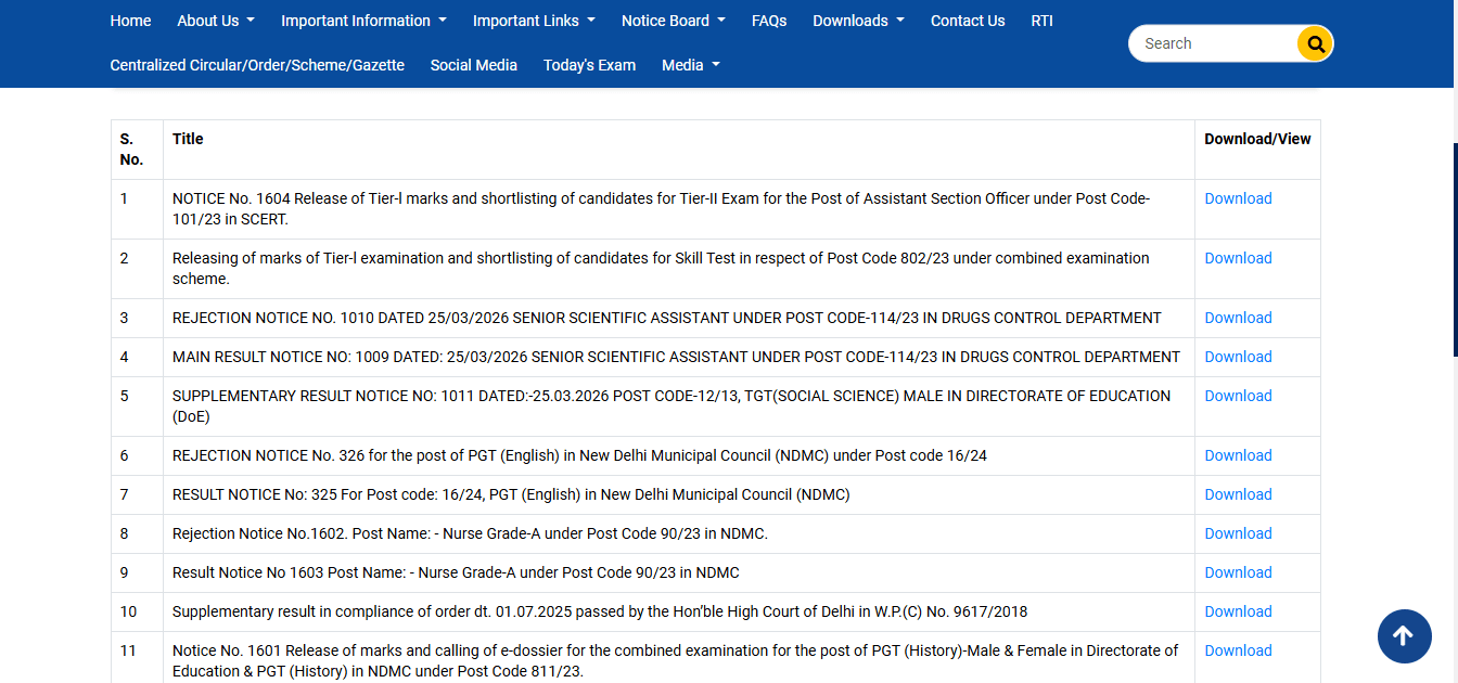DSSSB result 2026 out for ASO, combined posts at official site