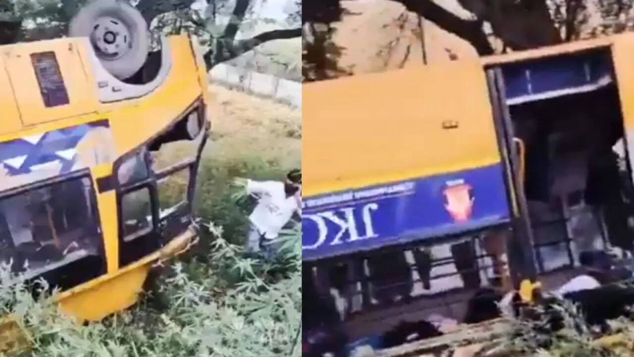 Several children injured as school bus overturns in Meerut