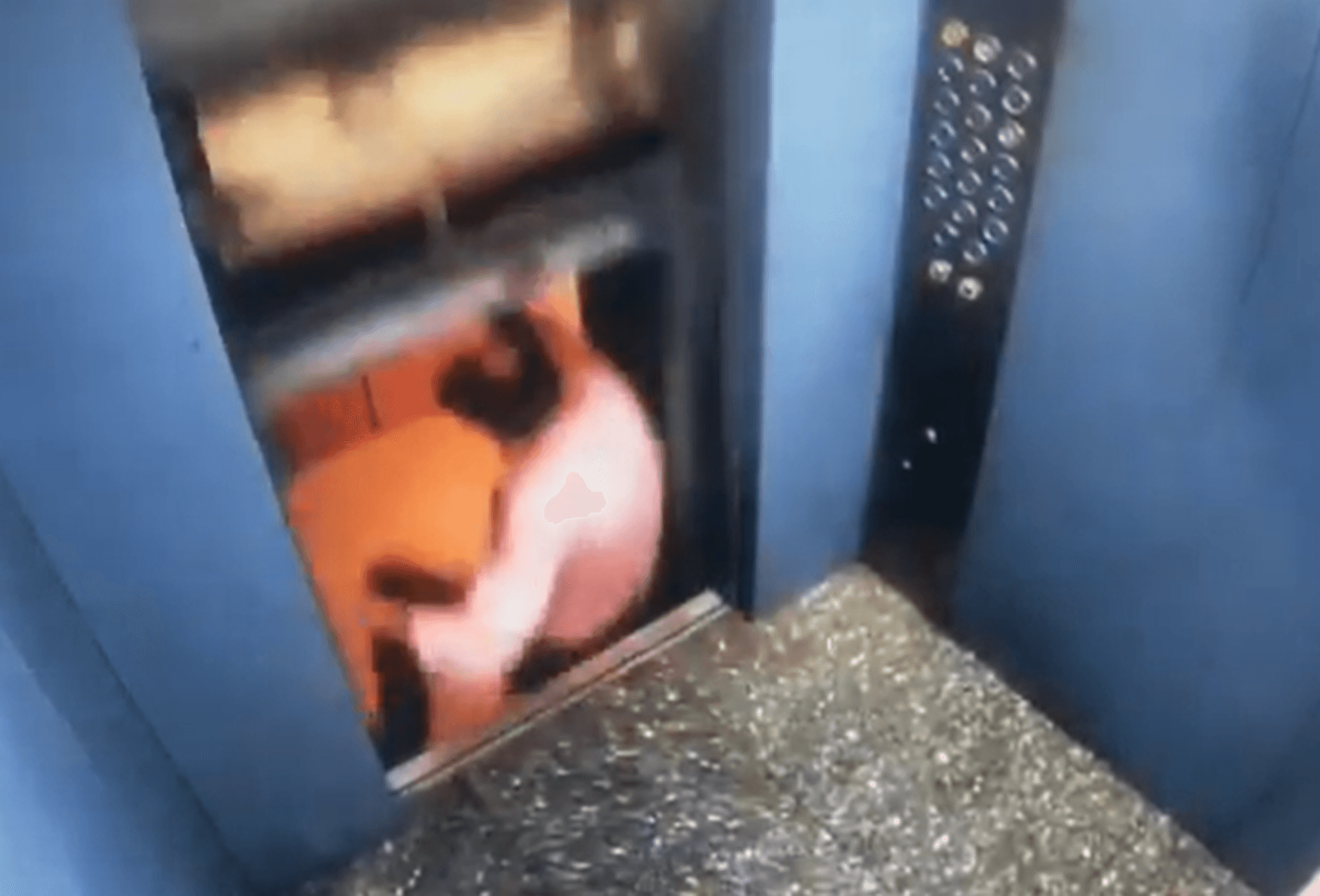 Terrifying moment man cheats death as faulty elevator surges upwards when he steps off nearly trapping him down shaft